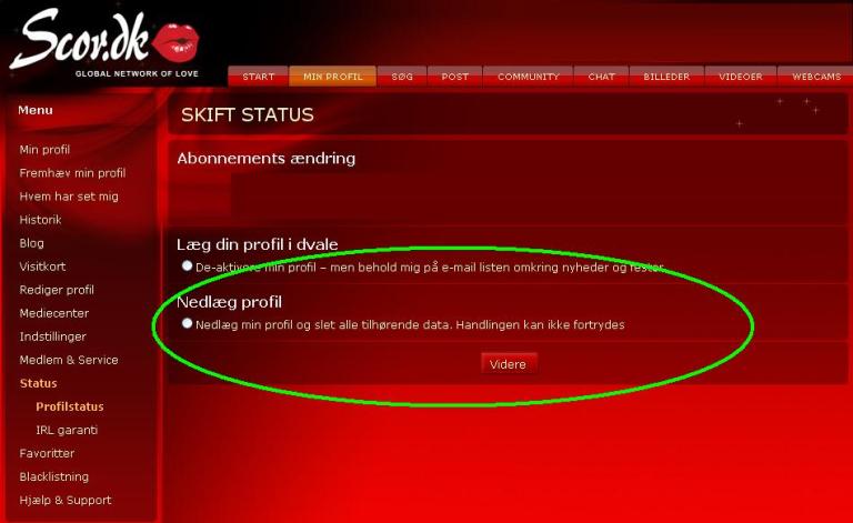 slet scor.dk profil